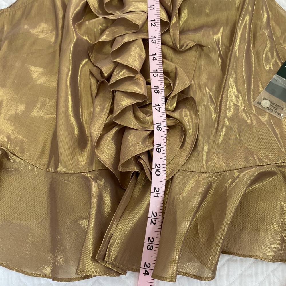 LAUREN RALPH LAUREN Gold Ruffle Sleeveless Blouse RAJ Fashion 1 Indian Gold NWT - Picture 8 of 8